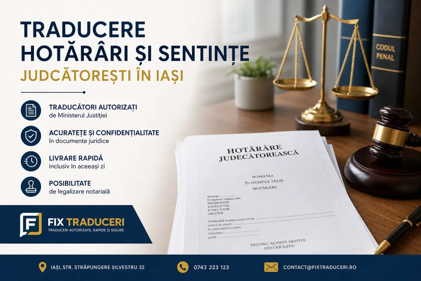 Traducere hotărâri și sentințe judecătorești în Iași – rapid și autorizat
